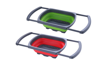 Over-the-Sink Collapsible Colander with Extendable Handles